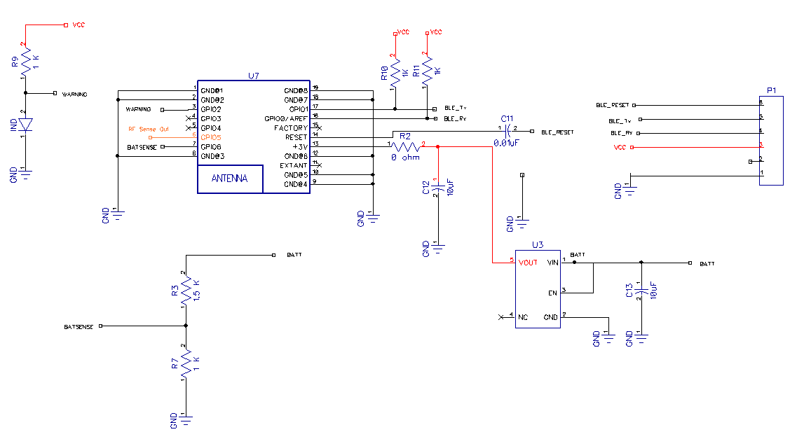 BLE SOC Module with Programming Connector and Power Supply